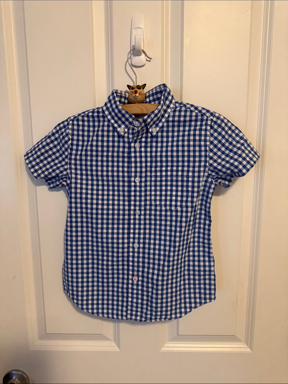J. Crew Blue and White Gingham Short-Sleeve Button-Down Shirt - Kids